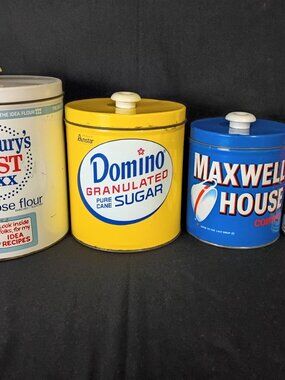 Vintage Regal Ware Advertising Canister Set Pillsbury Domino Maxwell House Tea